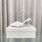 Jimmy Choo Saeda Pumps Ivory Mesh Lambskin 668536