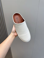 LP TOMORI SABOT MULES WHITE CALFSKIN