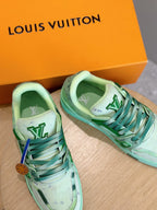 LV TRAINER SNEAKER LIGHT GREEN MONOGRAM DENIM AND CALFSKIN