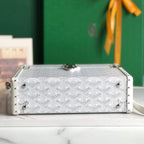 CASSETTE TRUNK BAG 21 IN WHITE GOYARDINE CANVAS & CLAMECY COWHIDE