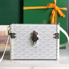 CASSETTE TRUNK BAG 21 IN WHITE GOYARDINE CANVAS & CLAMECY COWHIDE