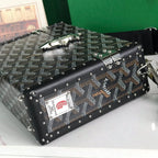 CASSETTE TRUNK BAG 21 IN BLACK GOYARDINE CANVAS & CLAMECY COWHIDE