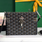 CASSETTE TRUNK BAG 21 IN BLACK GOYARDINE CANVAS & CLAMECY COWHIDE