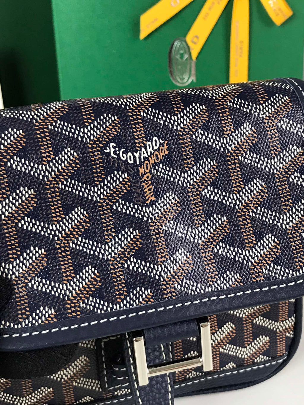 GRAND BLEU 16 IN NAVY BLUE GOYARDINE CANVAS AND LAMBSKIN