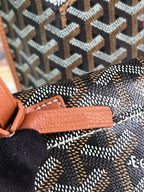 ANJOU MINI BAG 20 IN TAN CALFSKIN AND BLACK GOYARDINE CANVAS