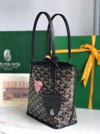 ANJOU MINI BAG 20 IN BLACK CALFSKIN AND GOYARDINE CANVAS
