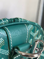 BOSTON 50 BAG IN GREEN GOYARDINE CANVAS AND CALFSKIN TRIM