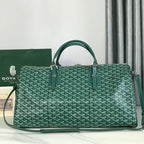 BOSTON 50 BAG IN GREEN GOYARDINE CANVAS AND CALFSKIN TRIM