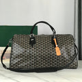 BOSTON 50 BAG IN BLACK GOYARDINE CANVAS AND CALFSKIN TRIM