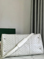 BOSTON 50 BAG IN WHITE GOYARDINE CANVAS AND CALFSKIN TRIM