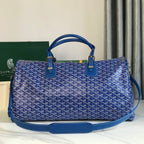 BOSTON 50 BAG IN SAPPHIRE BLUE GOYARDINE CANVAS AND CALFSKIN TRIM