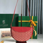 HIRONDELLE BAG 25 IN CLASSIC RED LAMBSKIN AND GOYARDINE CANVAS