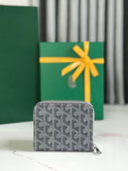 MATIGNON MINI WALLET 11 IN GRAY GOYARDINE CANVAS AND CALFSKIN