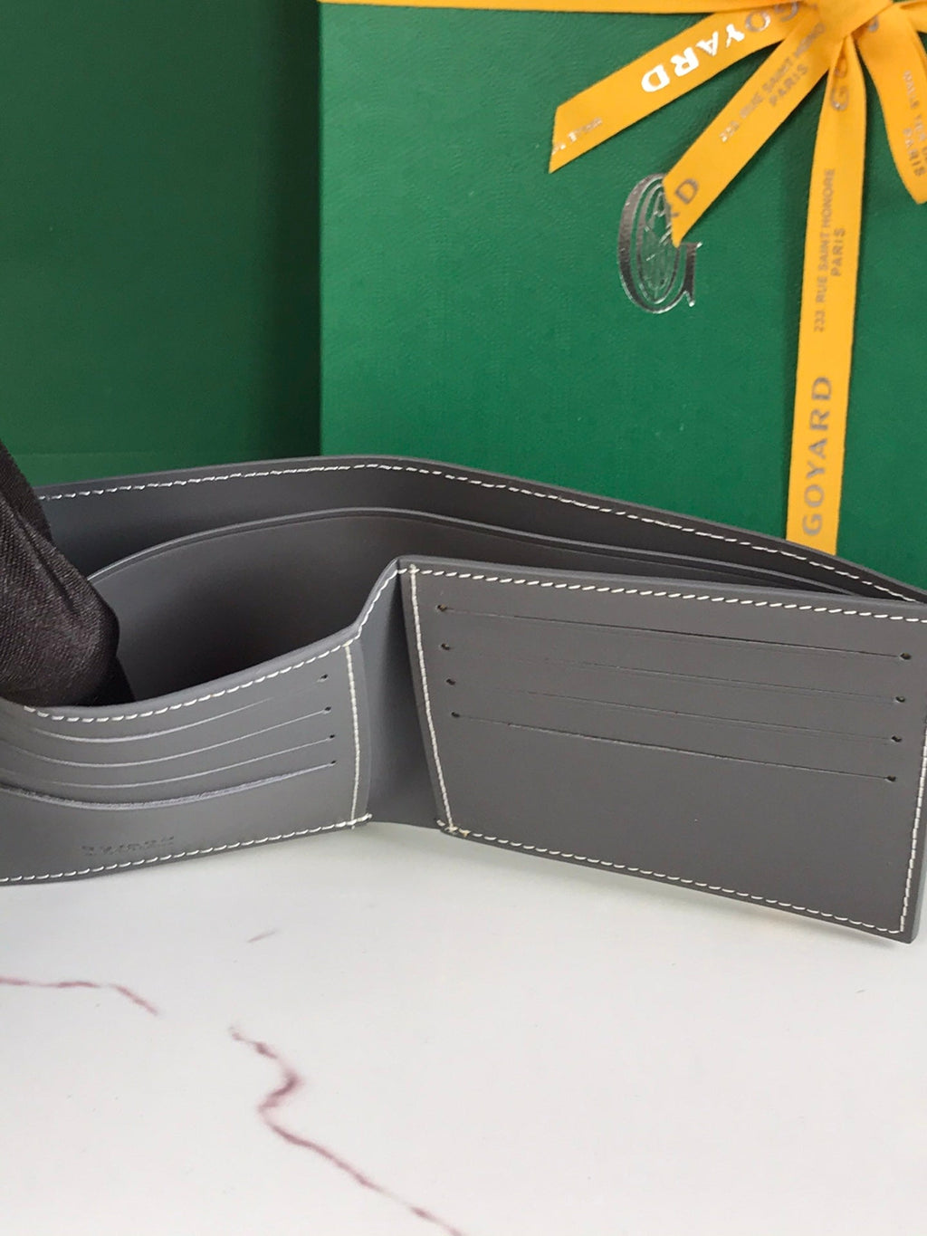 Goyard Victoire Wallet 11cm Grey Canvas & Cafskin