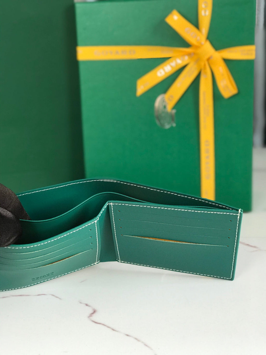 Goyard Victoire Wallet 11cm Green Canvas & Cafskin