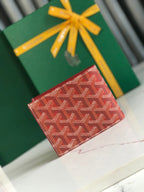 Goyard Victoire Wallet 11cm Red Canvas & Cafskin