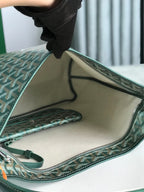 Bohème Hobo Bag 42cm Green Canvas Chevroches Calfskin