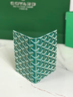 Goyard Grenelle Passport Cover 10cm Green Canvas & Cafskin