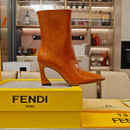 Fendi 25ss high-heeled boots caramel brown sheepskin 502716