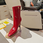 Fendi 25ss high-heeled boots red sheepskin 502717