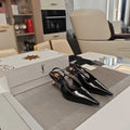 YSL Babylone Slingback 5.5cm Black Glossy Leather