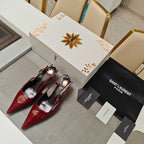 YSL Babylone Slingback 5.5cm Burgundy Glossy Leather