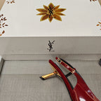 YSL Babylone Slingback 5.5cm Burgundy Glossy Leather