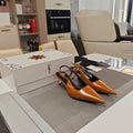 YSL Babylone Slingback 5.5cm Light Brown Glossy Leather