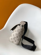 LV Pulse Messenger 26.6cm Sand Color Monogram Shadow embossed calfskin