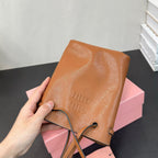 PHONE BAG 15 IN CINNAMON BROWN CALFSKIN