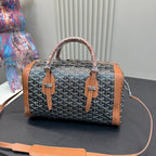 SAC HARDY PM BAG 35 IN BLACK GOYARDINE CANVAS AND TAN CALFSKIN