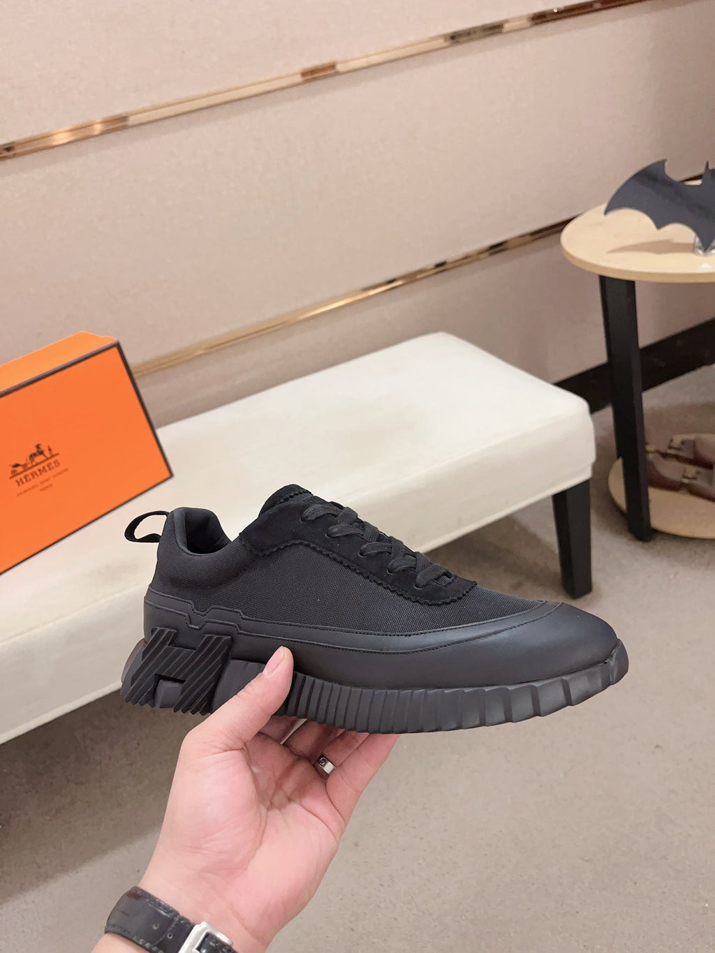 HM BOUNCING SNEAKER BLACK CALFSKIN