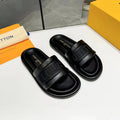 lv bliss flat mule black canvas calfskin