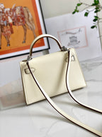 HM Mini Kelly 19cm Cream Epsom Silver Hardware