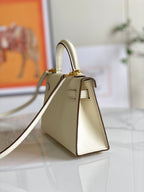 HM Mini Kelly 19cm Cream Epsom Gold Hardware