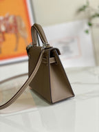 HM Mini Kelly 19cm Elephant Grey Epsom Silver Hardware