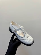 Miu Loafers T-Strap White Cowhide