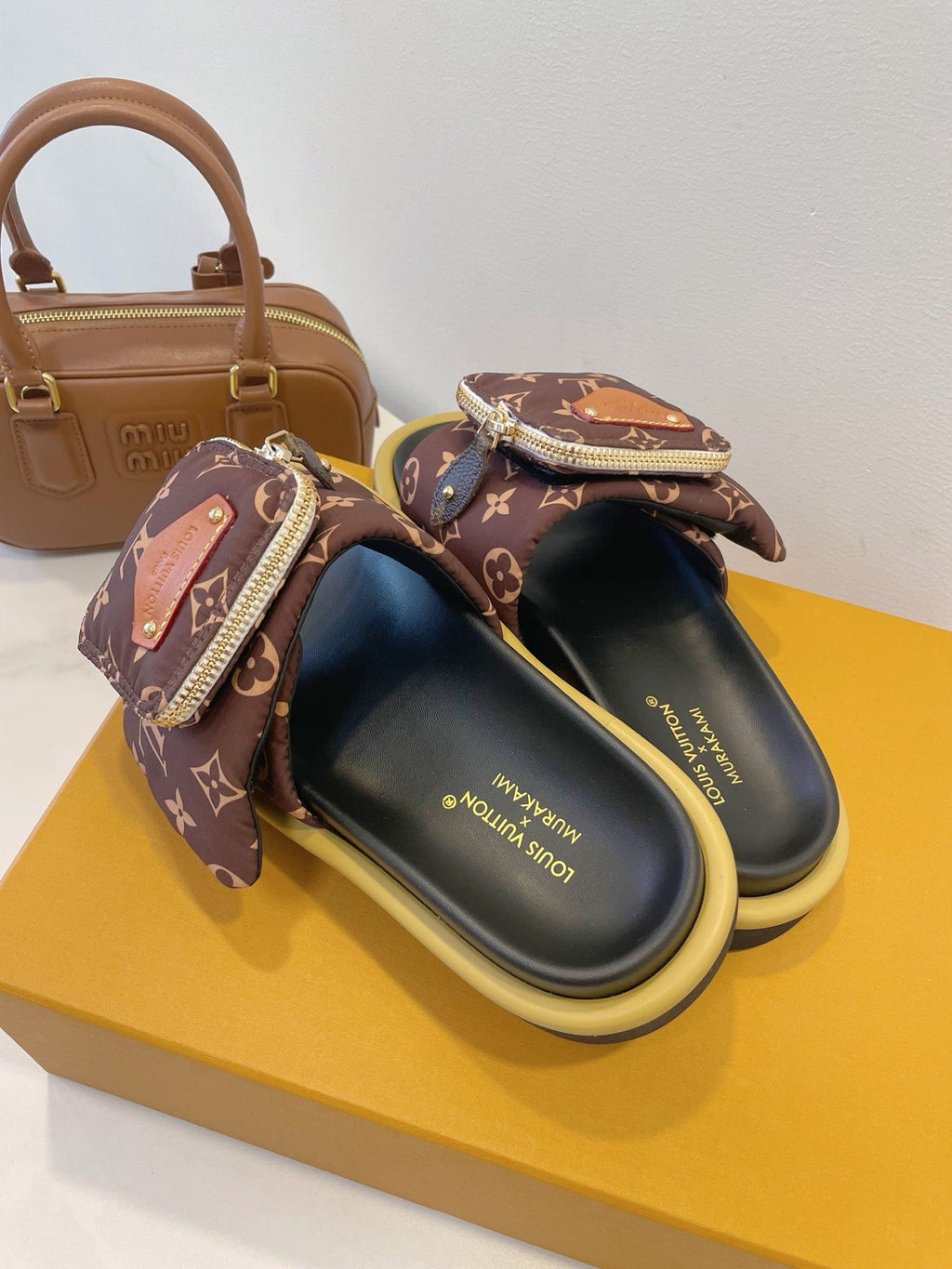 LV x TM Pool Pillow Flat Comfort Mule Brown Monogram Nylon 241325