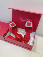Viv Chips Ballerina Flat Red Silk 329266