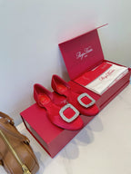 Viv Chips Ballerina Flat Red Silk 329266