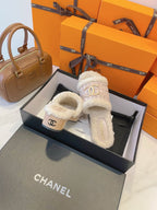 CC 25C Logo Slippers 50mm Multicolor Shearling Wood 423698