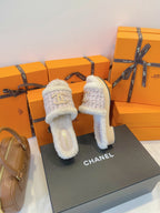 CC 25C Logo Slippers 50mm Multicolor Shearling Wood 423698