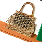 ALIGRE BAG 34 IN BROWN WOVEN RAFFIA AND CALFSKIN