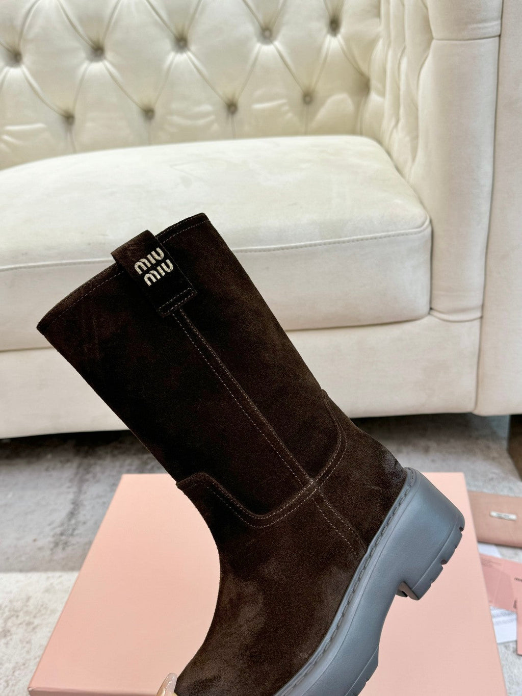 Miu Boots Cedar Brown Suede 455931
