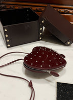 LE COEUR BAG 21 IN BURGUNDY RED PATENT CALFSKIN ATTACHED STRASS