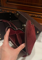 LE COEUR BAG 21 IN BURGUNDY RED SUEDE