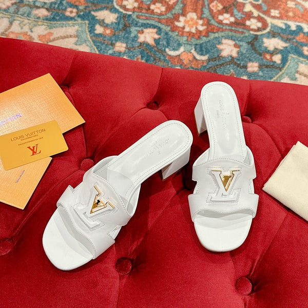 lv capri mule 45mm white calfskin