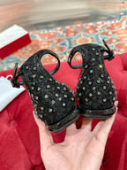 Viv 25 Mary Jane Flats Black Fabric Rhinestone 247125