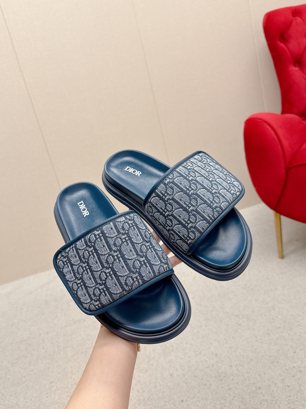 CD Aqua Sandals Blue Oblique printed fabric 476665