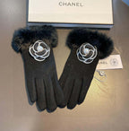 GLOVES IN BLACK WOOL WITH RABBIT FUR 439141